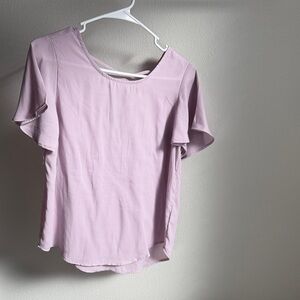 Pink Rose Lilac Short Flutter Sleeve Blouse
